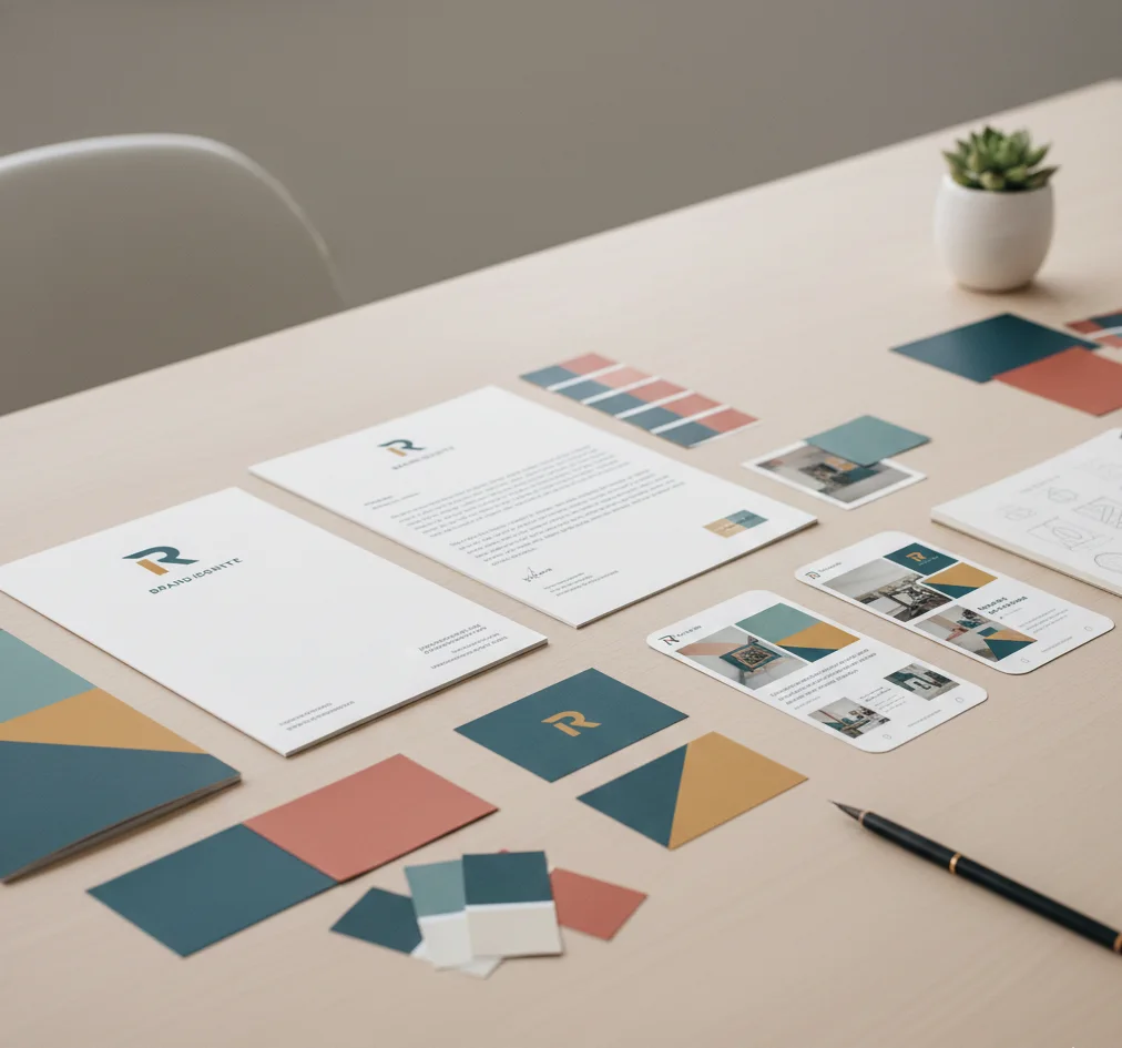 Modern workspace with Graphic Designer in Dehradun creating logos, brochures, and social media campaigns for local brands.